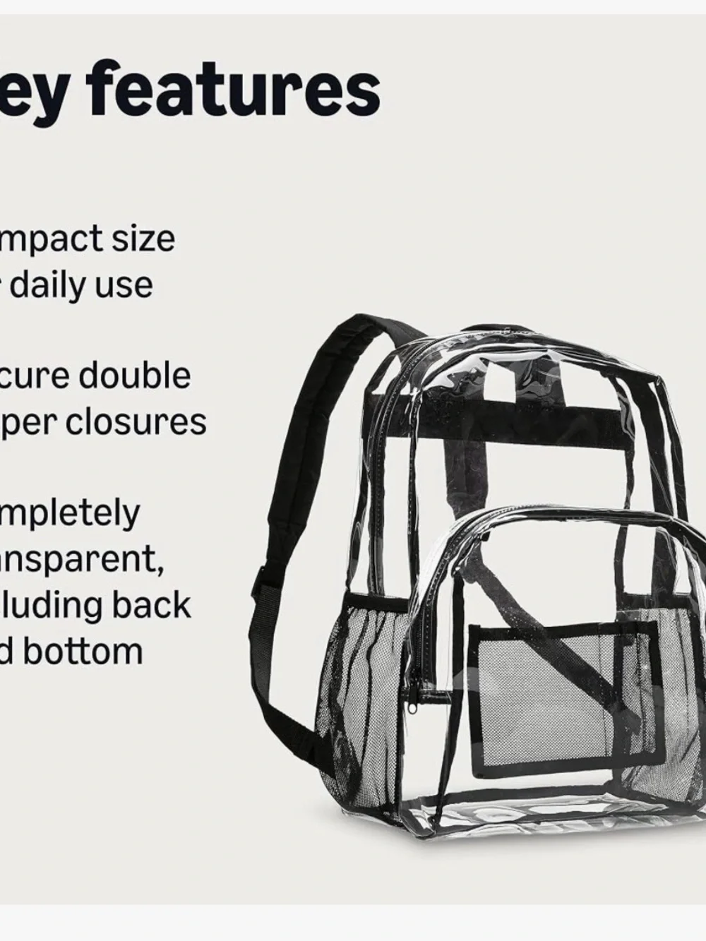Clear Backpack – Transparent School Work Stadium Bag